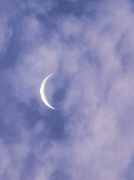 A crescent moon in violet cloud — the Crescent background.