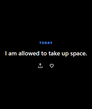 The Apple Watch app showing the line "I am allowed to take up space."